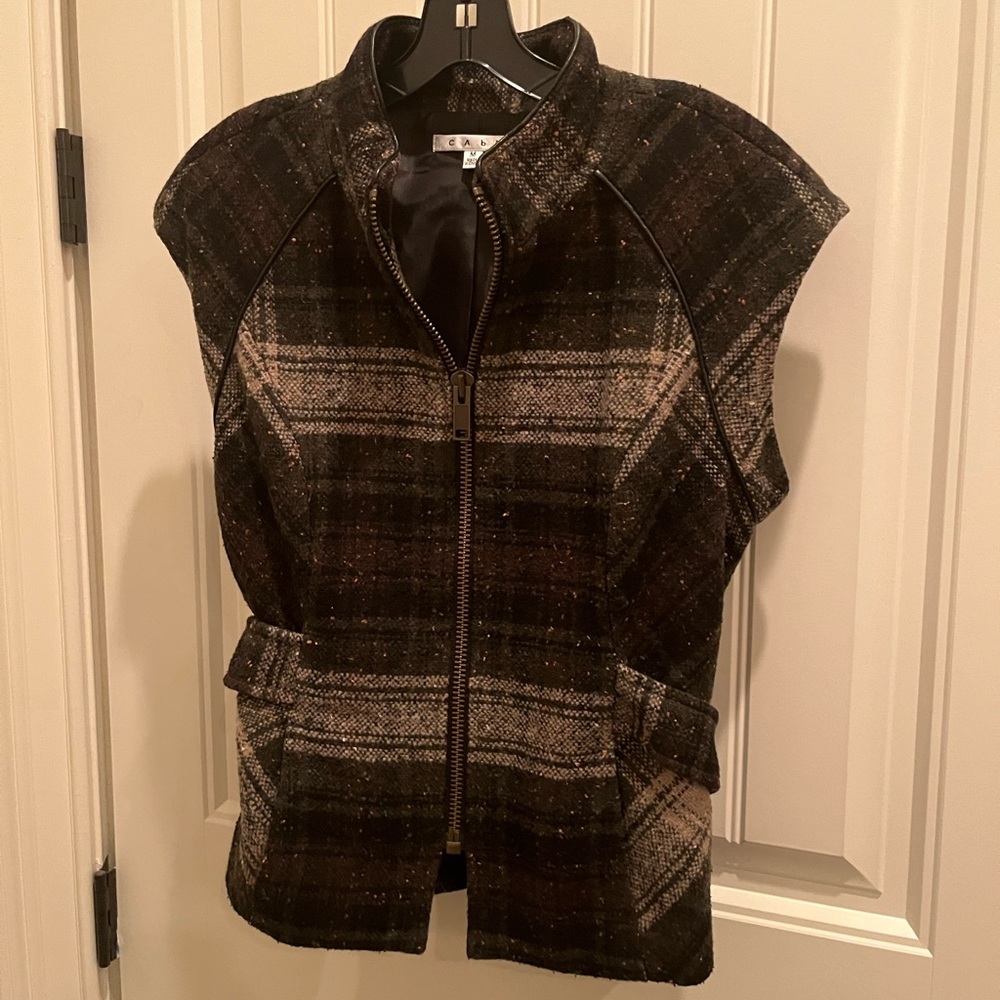 Cabi - Vest Wool zipper and belt in back
